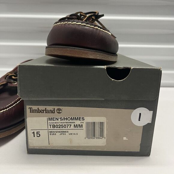 TIMBERLAND MENS CLASSIC 2 EYE ROOT BEER SHOE BROWN FULL GRAIN BOAT SHOE SZ 15 M main image 5